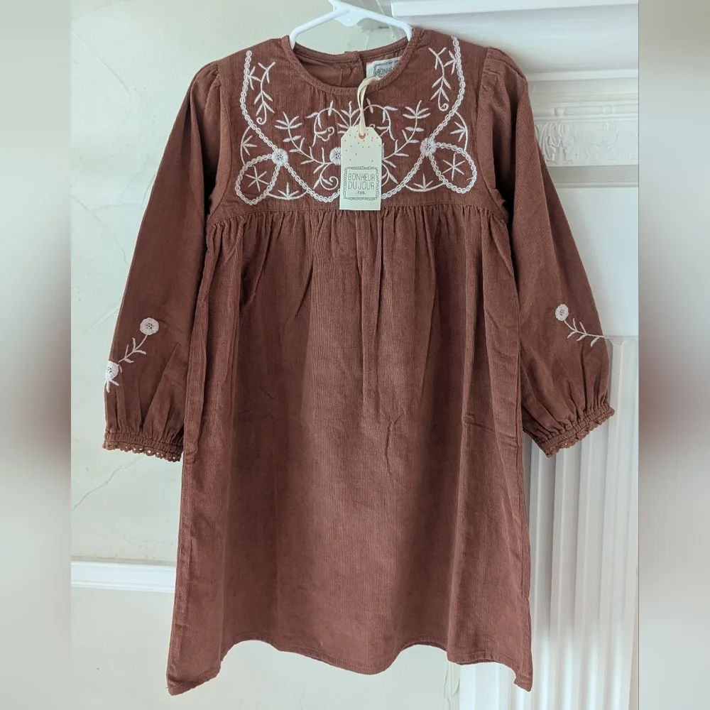 Bonheur du Jour | Embroidered Micro Cord Dress